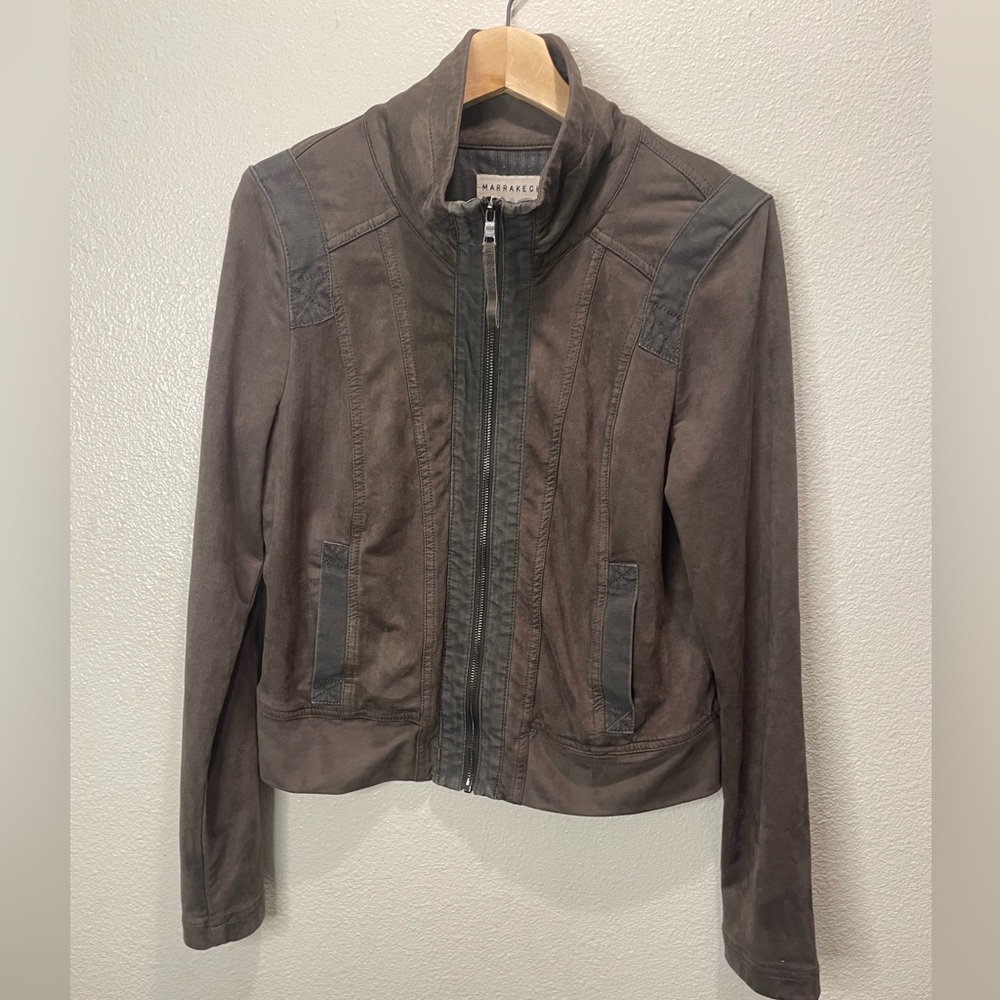 MARRAKECH Anthropologie Women’s Faux Suede Zip Up Jacket Size Medium